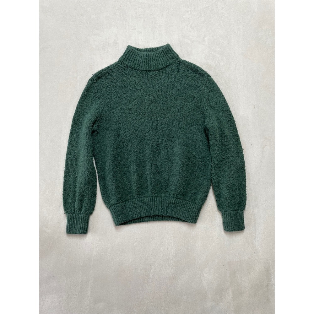 Aerie Women Green Mock Neck Boucle Knit Sweater Size Small S Forest Green Cozy
